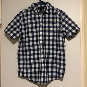 Aeropostale Blue and White Checkered Button Down Shirt